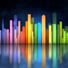 Obraz premium Colorful Bar Graph Cityscape Reflection