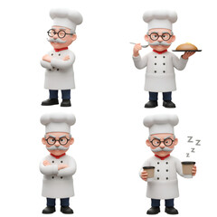 Four Posed Cartoon Chefs