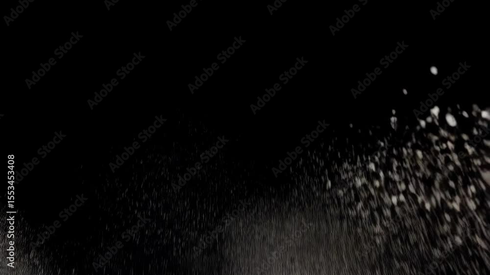 Poster abstract particle cloud animation on black background, simulating dust explosion, cosmic event, or s