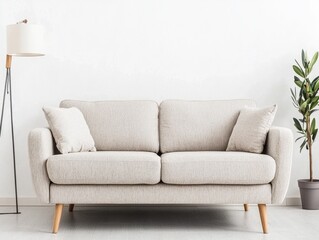 Cozy Modern Sofa with Decorative Pillows in Minimalist Living Room