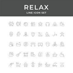 Relax Line Icon Set – Calm, Leisure, Spa, Meditation, Rest, Wellness, Hobby, Minimal Vector Collection