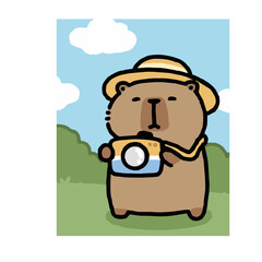 capybara taking picture