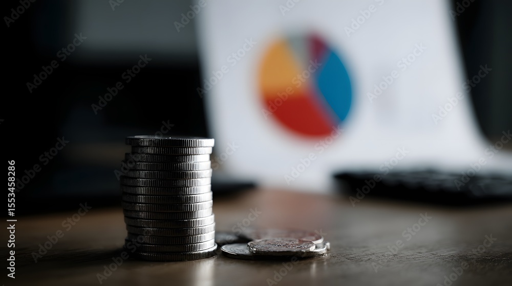 Poster minimalist workspace with investment analysis data
