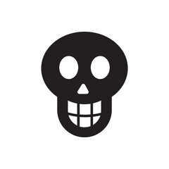 Smilling skull symbol icon. Minimalist cartoon skull icon with happy expression.