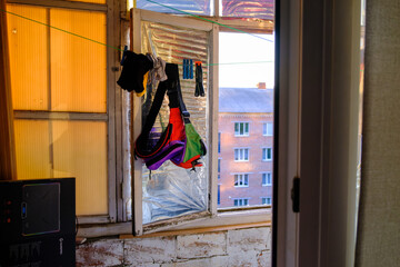 flags on the window