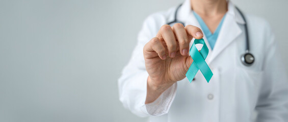 doctor holding a blue November Prostate Cancer Awareness month. support people life and illness, International men, Father, Diabetes and World cancer day