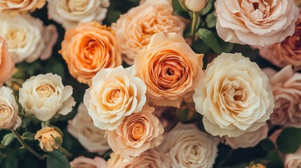 Obraz premium Soft peach and cream roses close-up