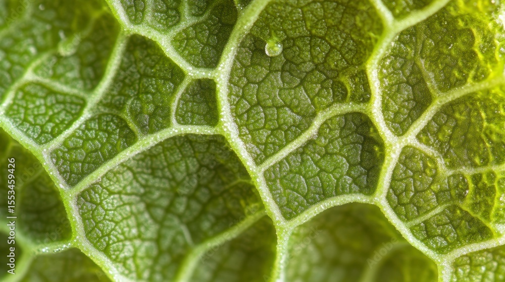 Canvas Prints close-up of a vibrant green leaf's intricate vein structure, showcasing its cellular detail and text