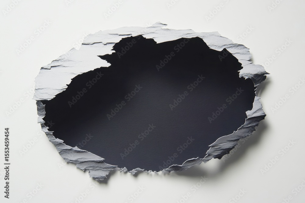 Poster torn paper background with jagged edges revealing dark space, ideal for creative design and artistic