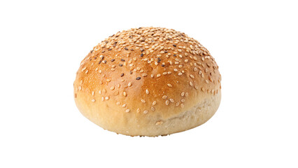 bread roll covered with sesame seeds isolated on transparent background