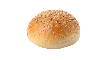 bread roll covered with sesame seeds isolated on transparent background