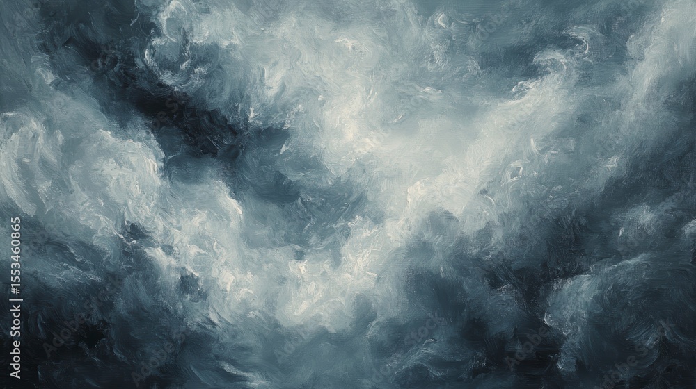 Canvas Prints abstract swirling cloudscape in dark blue and gray tones.