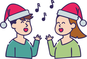 Romantic Duo Singing Christmas Carols.
