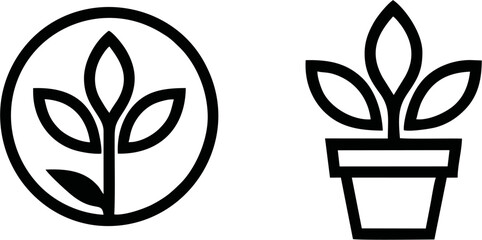 Modern garden shop logo concept, abstract plant and pot design, professional vector for florists, gardening centers, or sustainable labels