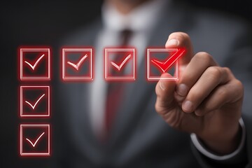 Businessman Checking Checklist Business Success.