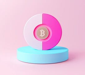 Modern Cryptocurrency Symbol with Pink and Blue Background Design