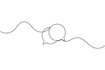 Simple speech bubble continuous one line drawing style for communication and messaging concept