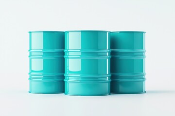 Three Bright Turquoise Oil Drums in a Clean, Minimalist Setting