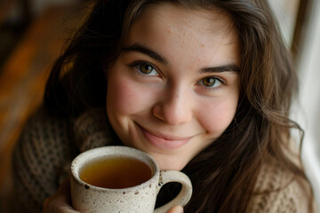 Person drinking herbal tea, generative ai concept