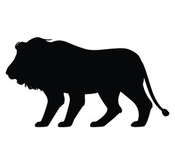 Cute cartoon hand drawn vector lion silhouette.