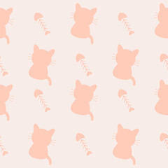 Vector Cute cat seamless pattern,Cartoon Animals Background. Design for textile, fabric, wrapping, wallpaper, print. Vector illustration