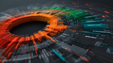 A professional-looking financial graph with a radial layout, highlighting different business sectors and their contributions, emphasizing clarity and insight.