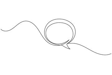 Simple speech bubble continuous one line drawing style for communication and messaging concept