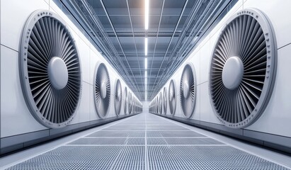 Industrial Air Flow System with Large Fans in Modern Facility
