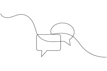 Simple speech bubble continuous one line drawing style for communication and messaging concept