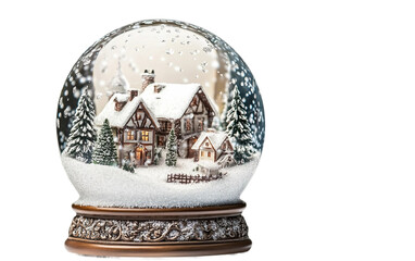 Christmas snow globe featuring a miniature snowy village scene inside capturing the magical charm and nostalgic beauty of holiday traditions isolated on transparent background PNG