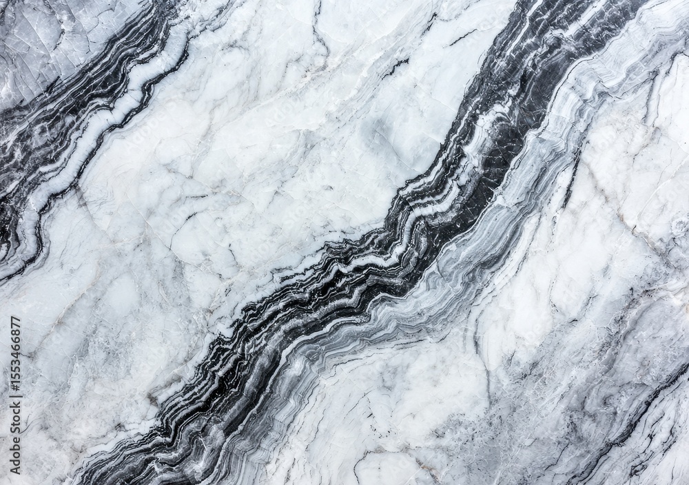 Poster elegant black and white marble texture with unique wave patterns