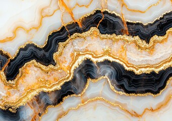 Elegant Black and Gold Agate Marble Texture for Background Design