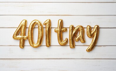 Golden Number 401 on White Wooden Background for Financial Concept