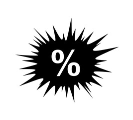  Black Starburst Percentage Discount Icon. ideal for sales, discounts, promotions, and any design needing a bold, expressive indicator of a percentage or offer.