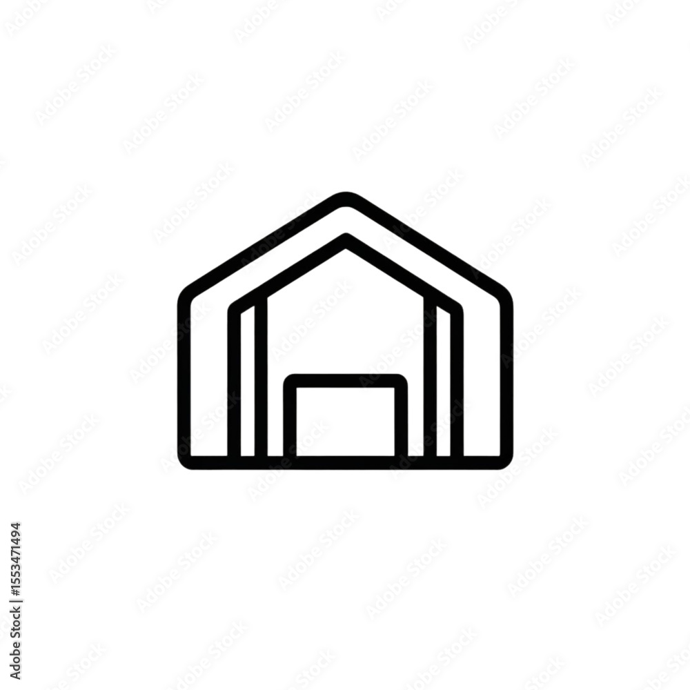 Aufkleber simple vector linear stable icon icon of a house structure in black outline