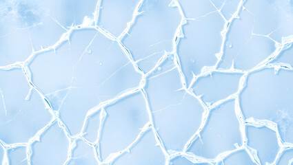 Cracked Ice Abstraction: A high-angle close-up showcases the intricate, web-like fracture pattern in a vast, textured expanse of icy surface.