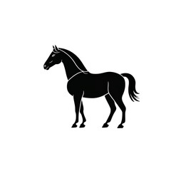 Obraz premium Black silhouette of a horse standing in profile on white background 