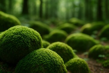 Green Moss Close-Up in Peaceful Forest