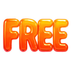 3D Translucent Orange Free Word Icon against Transparent Background