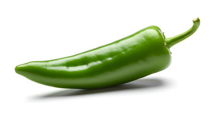 Fresh Green Chili Pepper on White