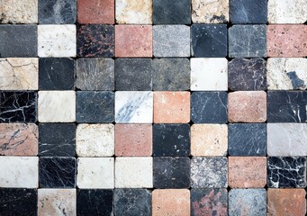 Colorful Geometric Pattern of Different Stone Tiles for Background