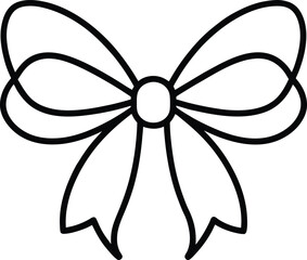 Thin Outline Gift Bow Vector for Elegant Packaging