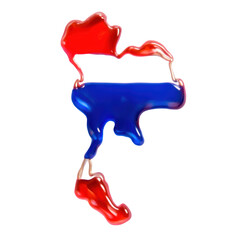 Three Dimensional Translucent Icon Style Representation Of Thailand Map With Red And Blue Colors On Transparent Background