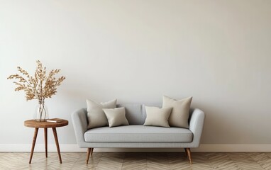 Modern Minimalist Living Room with Cozy Sofa and Decorative Vase