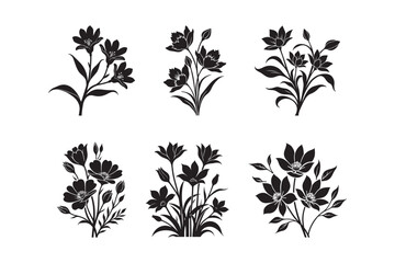 Flower Plant Silhouette Set
