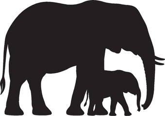 Fototapeta premium Vector illustration of a wild elephant silhouette, perfect for animal, nature, or safari designs