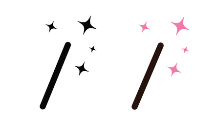Simple magic wand with sparkling stars icon vector.
