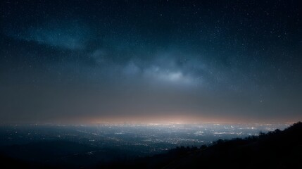 A night city with light pollution obscuring the view of stars