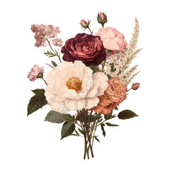 PNG Flowers roses illustration vintage.