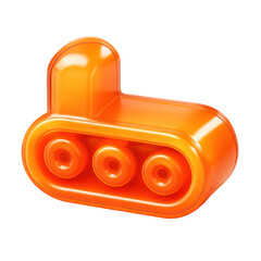 Three Dimensional Translucent Orange Geometric Icon Against Transparent Background